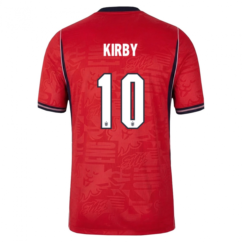 ילדים אנגליה פראן קירבי #10 אדום כהה לבן הרחק ג'רזי 26-28 חולצה קצרה