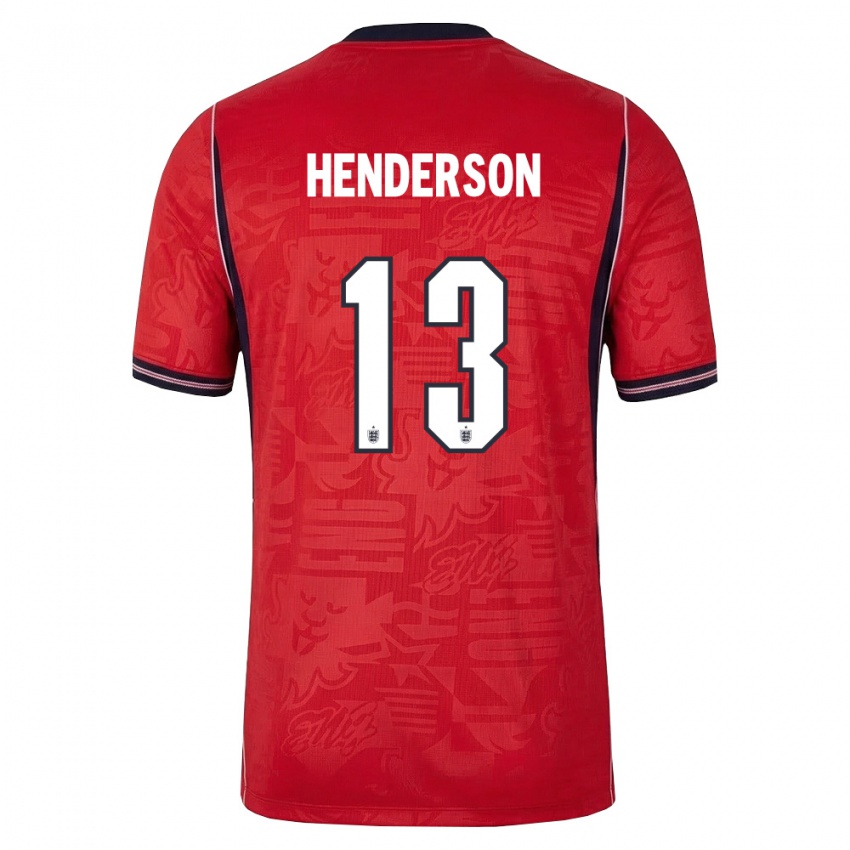 ילדים אנגליה דין הנדרסון #13 אדום כהה לבן הרחק ג'רזי 26-28 חולצה קצרה