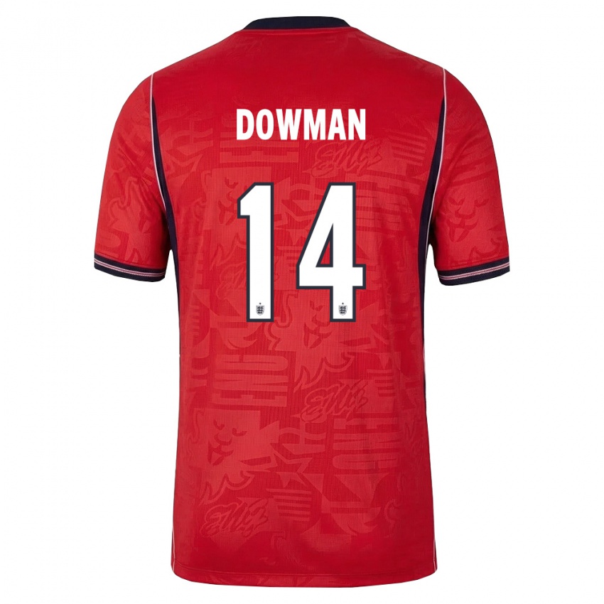 ילדים אנגליה Max Dowman #14 אדום כהה לבן הרחק ג'רזי 26-28 חולצה קצרה