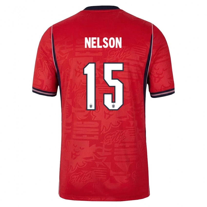 ילדים אנגליה בן נלסון #15 אדום כהה לבן הרחק ג'רזי 26-28 חולצה קצרה