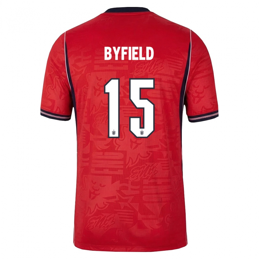 ילדים אנגליה ג'ונאי בייפילד #15 אדום כהה לבן הרחק ג'רזי 26-28 חולצה קצרה