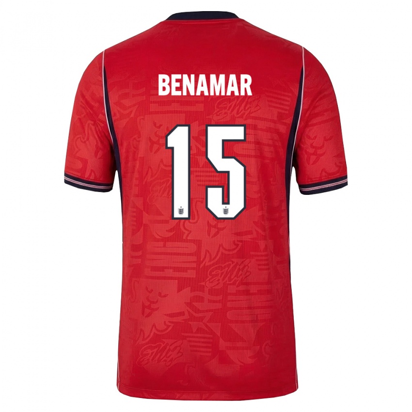 ילדים אנגליה דין בנאמר #15 אדום כהה לבן הרחק ג'רזי 26-28 חולצה קצרה