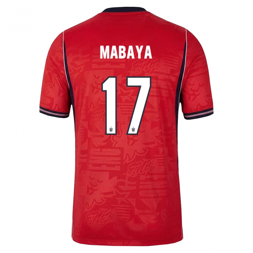 ילדים אנגליה איזק מבאיה #17 אדום כהה לבן הרחק ג'רזי 26-28 חולצה קצרה