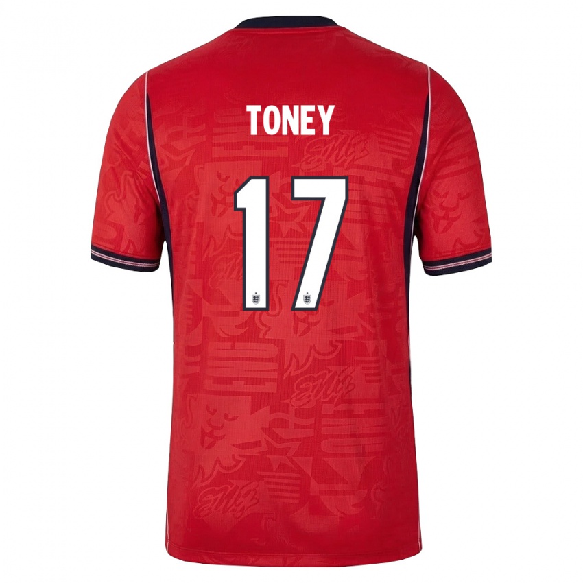 ילדים אנגליה איוואן טוני #17 אדום כהה לבן הרחק ג'רזי 26-28 חולצה קצרה