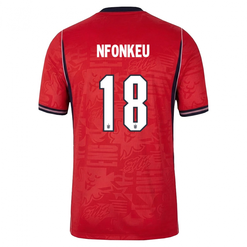 ילדים אנגליה Brooklyn Nfonkeu #18 אדום כהה לבן הרחק ג'רזי 26-28 חולצה קצרה