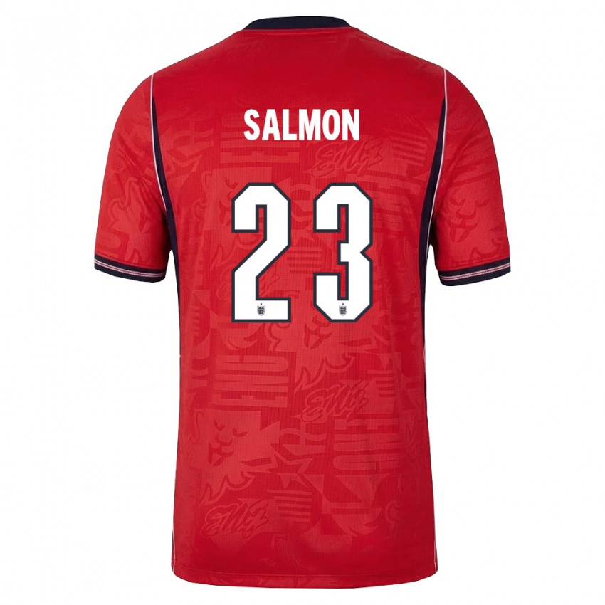 ילדים אנגליה איבוני סלמון #23 אדום כהה לבן הרחק ג'רזי 26-28 חולצה קצרה