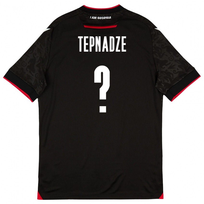 ילדים גאורגיה Aleksandre Tepnadze #0 שחור לבן אדום הרחק ג'רזי 26-28 חולצה קצרה