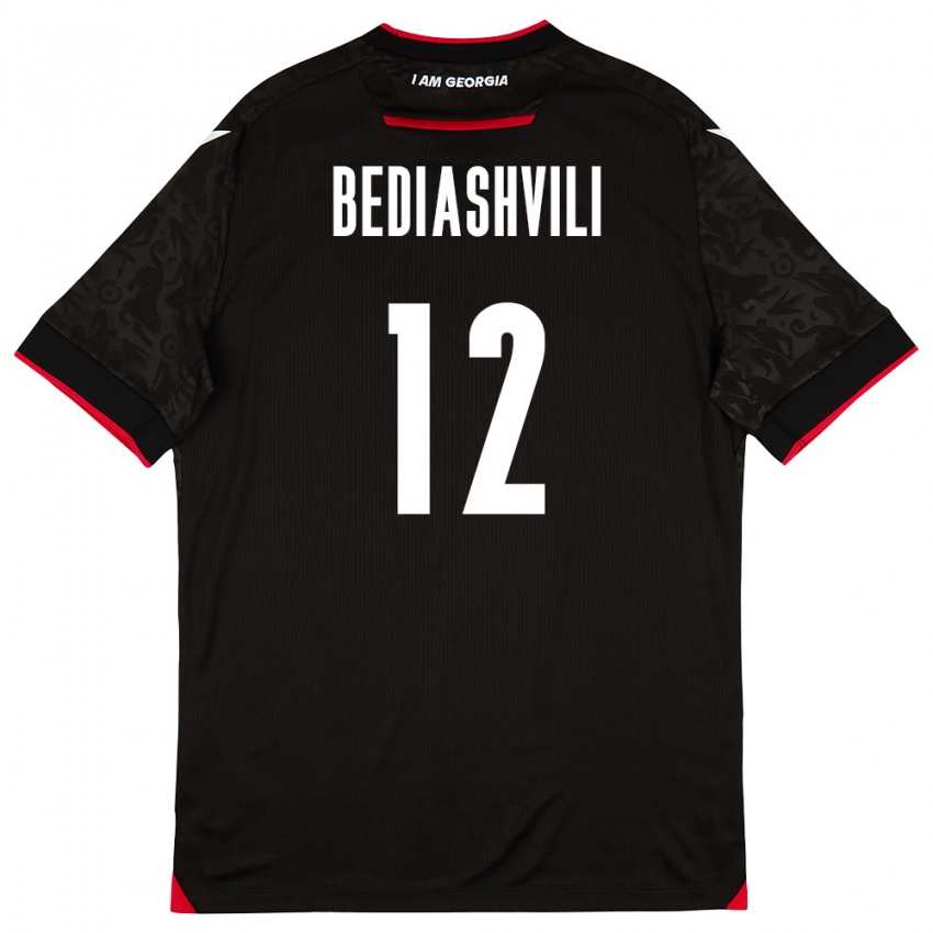 ילדים גאורגיה Giorgi Bediashvili #12 שחור לבן אדום הרחק ג'רזי 26-28 חולצה קצרה