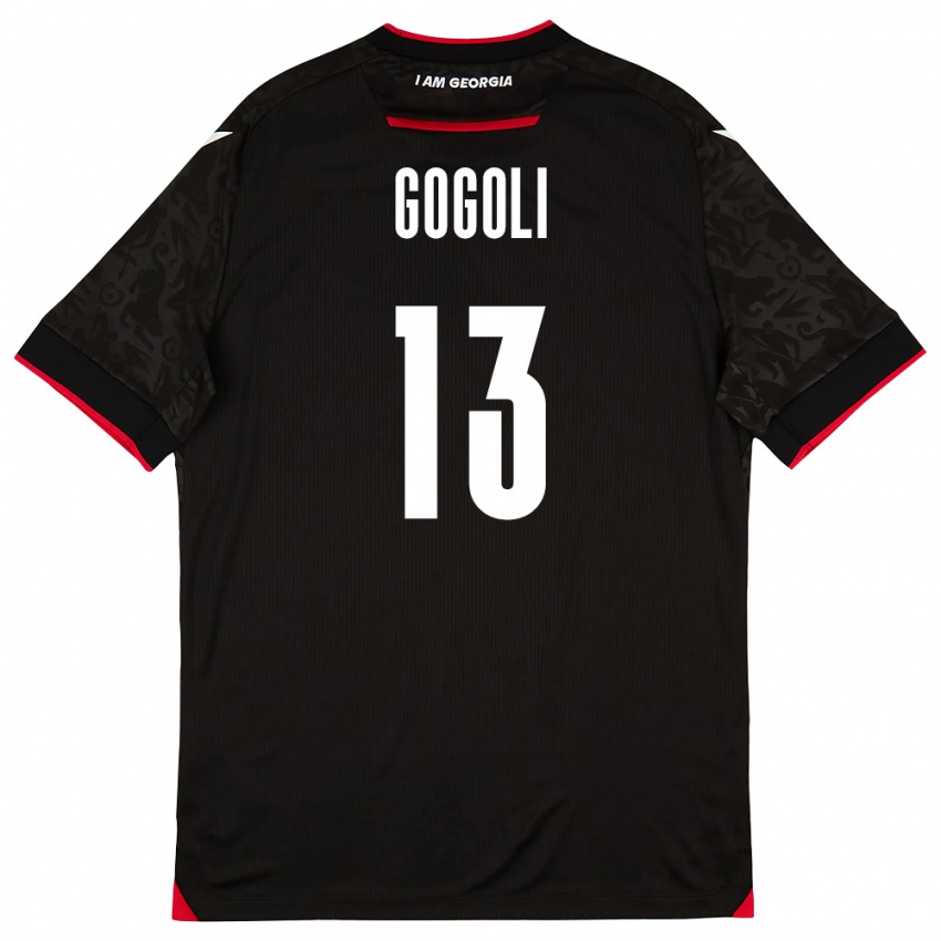 ילדים גאורגיה Dachi Gogoli #13 שחור לבן אדום הרחק ג'רזי 26-28 חולצה קצרה