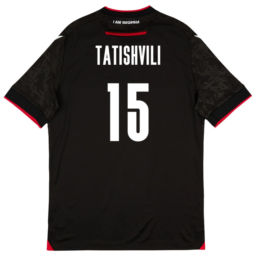 ילדים גאורגיה Mate Tatishvili #15 שחור לבן אדום הרחק ג'רזי 26-28 חולצה קצרה