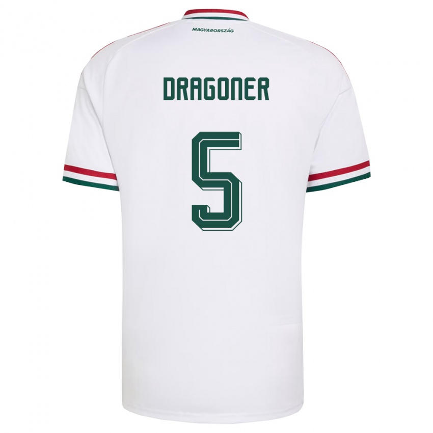 ילדים הונגריה Áron Dragóner #5 לבן אדום ירוק הרחק ג'רזי 26-28 חולצה קצרה