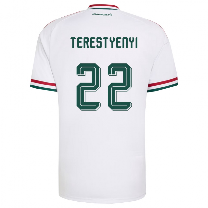 ילדים הונגריה Anna Terestyényi #22 לבן אדום ירוק הרחק ג'רזי 26-28 חולצה קצרה