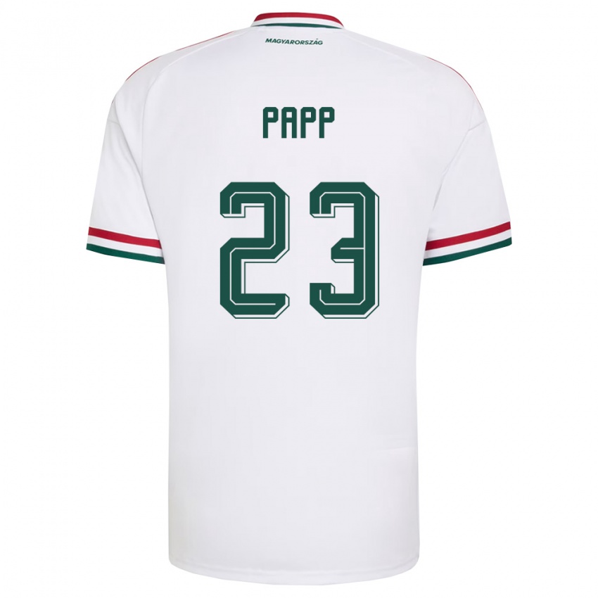 ילדים הונגריה Luca Papp #23 לבן אדום ירוק הרחק ג'רזי 26-28 חולצה קצרה