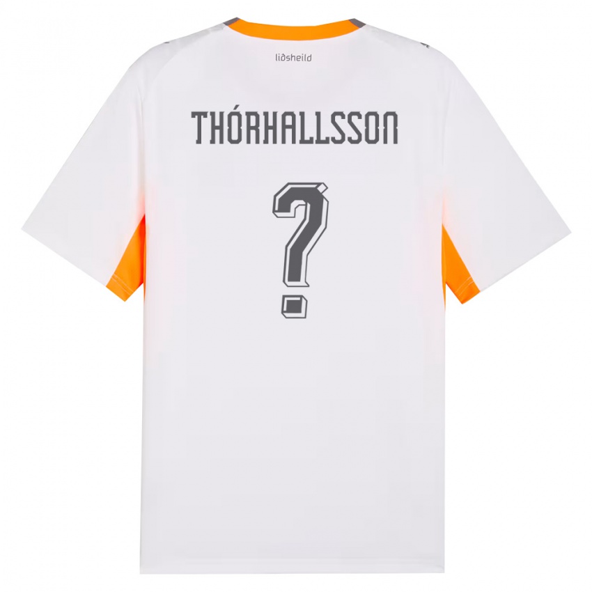 ילדים אִיסלַנד Hlynur Thórhallsson #0 לבן כתום אפור הרחק ג'רזי 26-28 חולצה קצרה