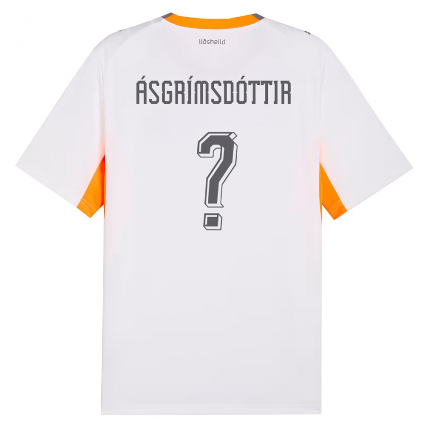 ילדים אִיסלַנד Arna Ásgrímsdóttir #0 לבן כתום אפור הרחק ג'רזי 26-28 חולצה קצרה