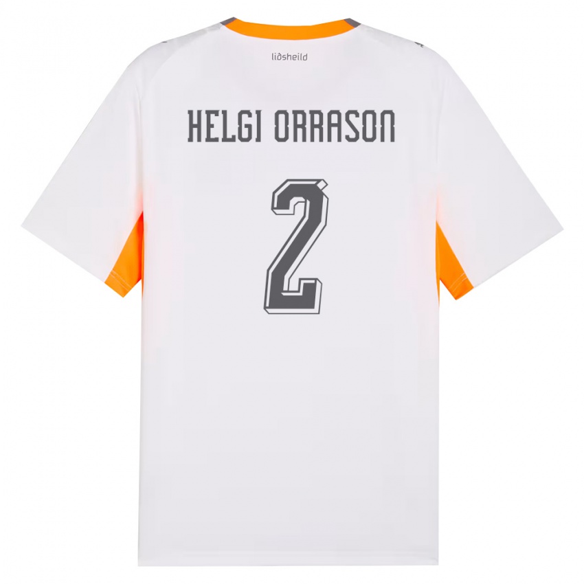 ילדים אִיסלַנד Ásgeir Helgi Orrason #2 לבן כתום אפור הרחק ג'רזי 26-28 חולצה קצרה