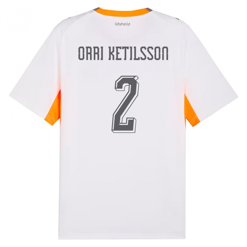 ילדים אִיסלַנד Ketill Orri Ketilsson #2 לבן כתום אפור הרחק ג'רזי 26-28 חולצה קצרה