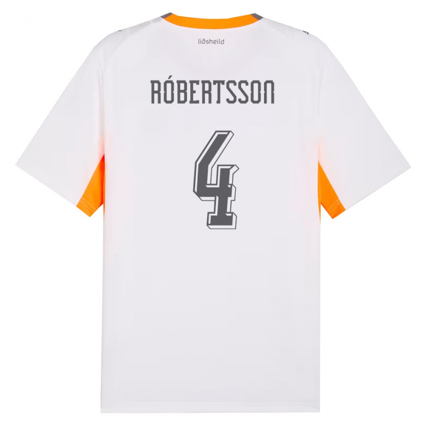 ילדים אִיסלַנד Logi Hrafn Róbertsson #4 לבן כתום אפור הרחק ג'רזי 26-28 חולצה קצרה