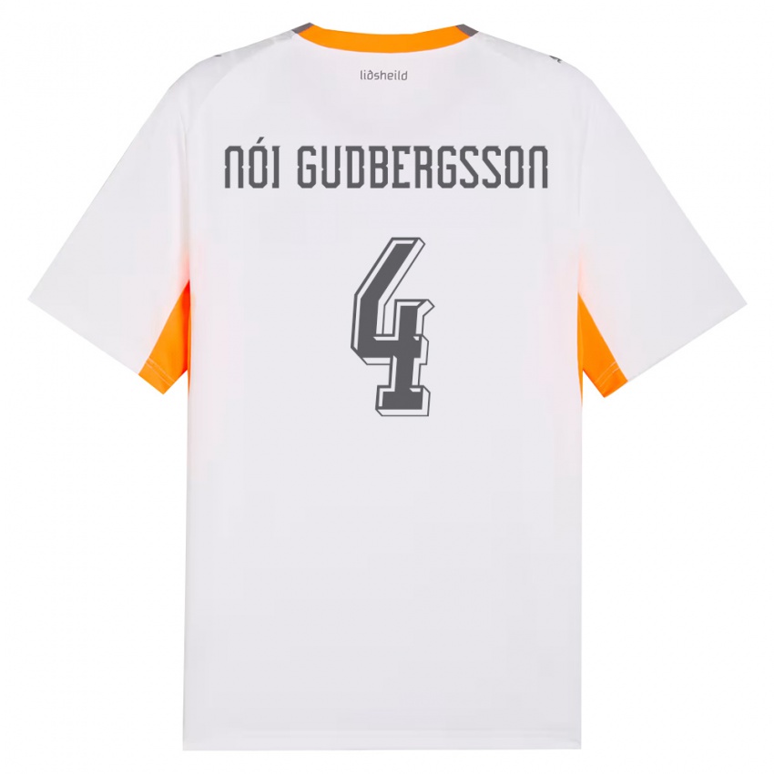 ילדים אִיסלַנד Kolbeinn Nói Gudbergsson #4 לבן כתום אפור הרחק ג'רזי 26-28 חולצה קצרה