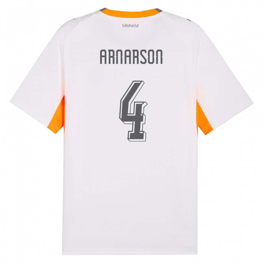 ילדים אִיסלַנד Nökkvi Arnarson #4 לבן כתום אפור הרחק ג'רזי 26-28 חולצה קצרה