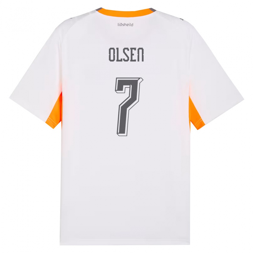 ילדים אִיסלַנד Gunnar Olsen #7 לבן כתום אפור הרחק ג'רזי 26-28 חולצה קצרה