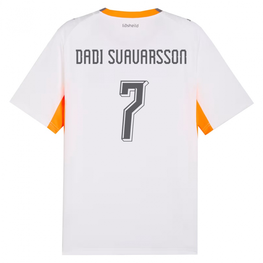 ילדים אִיסלַנד Aron Dadi Svavarsson #7 לבן כתום אפור הרחק ג'רזי 26-28 חולצה קצרה