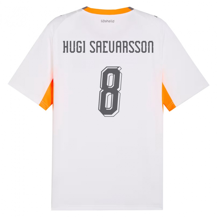 ילדים אִיסלַנד Róbert Hugi Saevarsson #8 לבן כתום אפור הרחק ג'רזי 26-28 חולצה קצרה