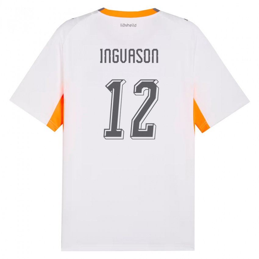 ילדים אִיסלַנד Sigurdur Ingvason #12 לבן כתום אפור הרחק ג'רזי 26-28 חולצה קצרה