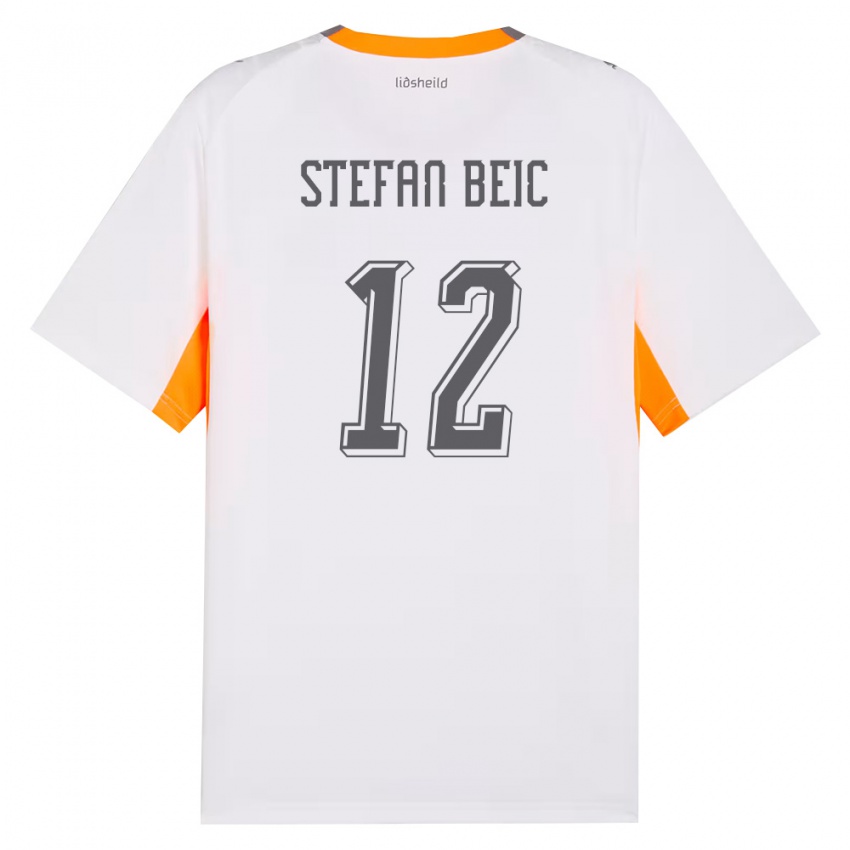 ילדים אִיסלַנד Duro Stefan Beic #12 לבן כתום אפור הרחק ג'רזי 26-28 חולצה קצרה