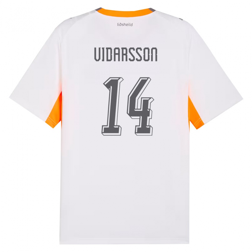 ילדים אִיסלַנד Viktor Vidarsson #14 לבן כתום אפור הרחק ג'רזי 26-28 חולצה קצרה