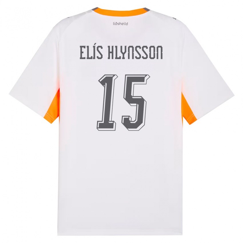 ילדים אִיסלַנד Róbert Elís Hlynsson #15 לבן כתום אפור הרחק ג'רזי 26-28 חולצה קצרה