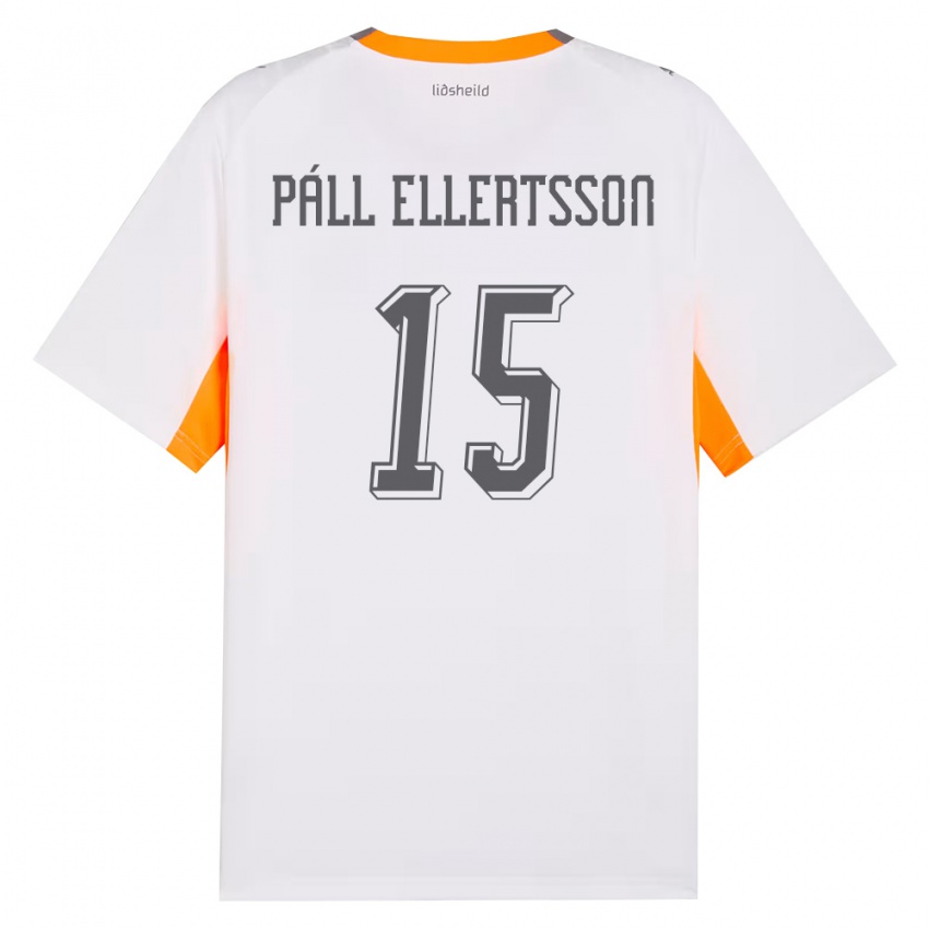 ילדים אִיסלַנד Markús Páll Ellertsson #15 לבן כתום אפור הרחק ג'רזי 26-28 חולצה קצרה