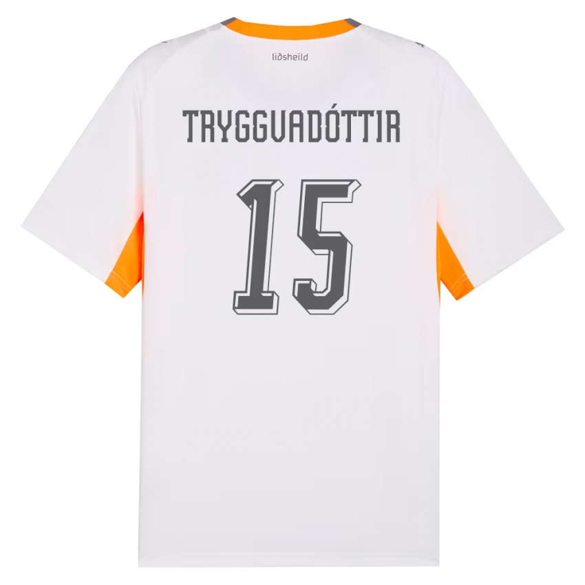 ילדים אִיסלַנד Katla Tryggvadóttir #15 לבן כתום אפור הרחק ג'רזי 26-28 חולצה קצרה