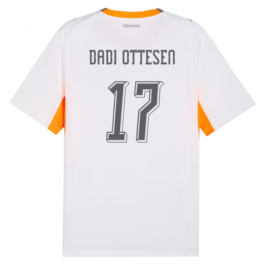 ילדים אִיסלַנד Magnus Dadi Ottesen #17 לבן כתום אפור הרחק ג'רזי 26-28 חולצה קצרה