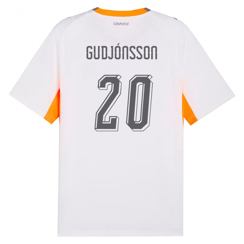 ילדים אִיסלַנד Alexander Máni Gudjónsson #20 לבן כתום אפור הרחק ג'רזי 26-28 חולצה קצרה