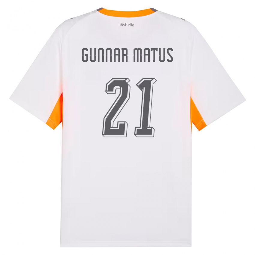 ילדים אִיסלַנד Aron Gunnar Matus #21 לבן כתום אפור הרחק ג'רזי 26-28 חולצה קצרה