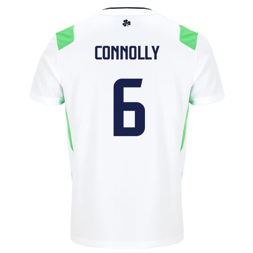 ילדים אירלנד מייגן קונולי #6 לבן ירוק בהיר הרחק ג'רזי 26-28 חולצה קצרה