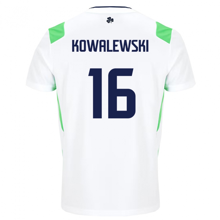 ילדים אירלנד Jakub Kowalewski #16 לבן ירוק בהיר הרחק ג'רזי 26-28 חולצה קצרה