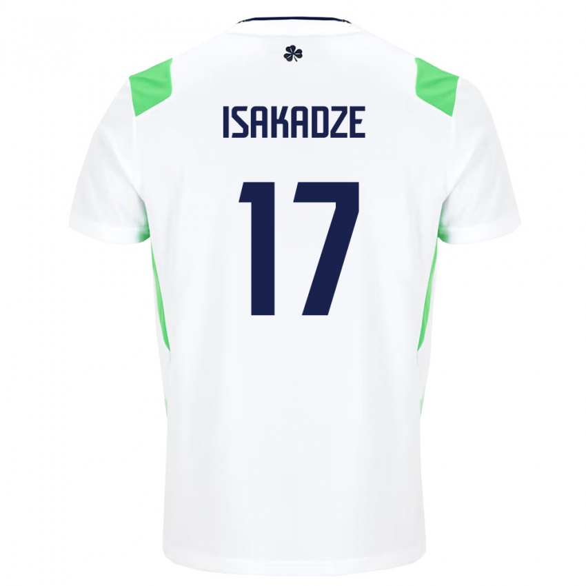 ילדים אירלנד Mate Isakadze #17 לבן ירוק בהיר הרחק ג'רזי 26-28 חולצה קצרה