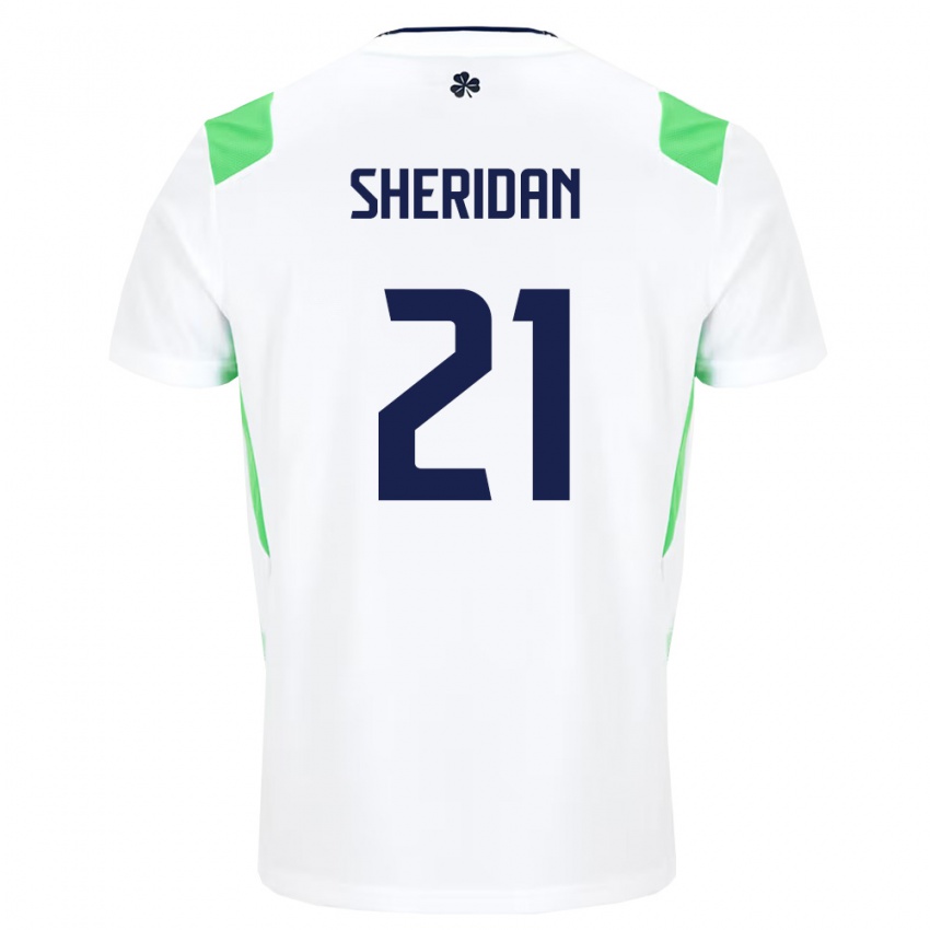 ילדים אירלנד Corey Sheridan #21 לבן ירוק בהיר הרחק ג'רזי 26-28 חולצה קצרה