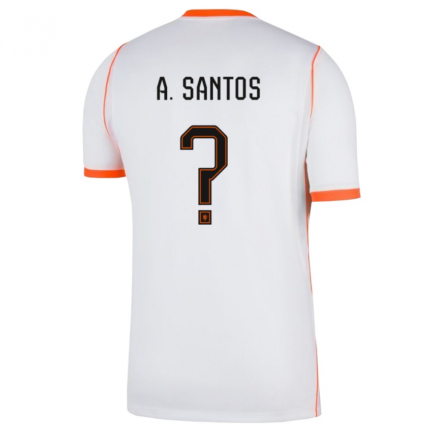 ילדים הולנד Adam Daniel Dos Santos #0 לבן כתום הרחק ג'רזי 26-28 חולצה קצרה