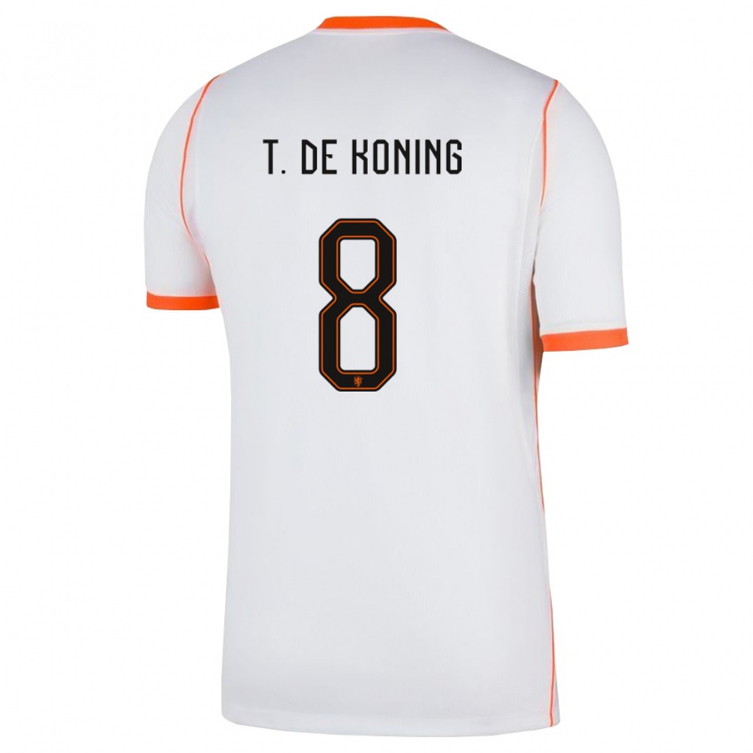 ילדים הולנד Tim De Koning #8 לבן כתום הרחק ג'רזי 26-28 חולצה קצרה