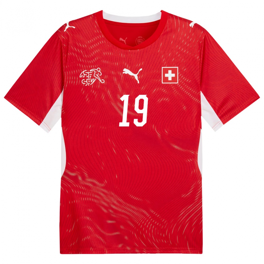 גברים שווייץ סדריק איטן #19 אדום לבן ג'רזי ביתית 26-28 חולצה קצרה