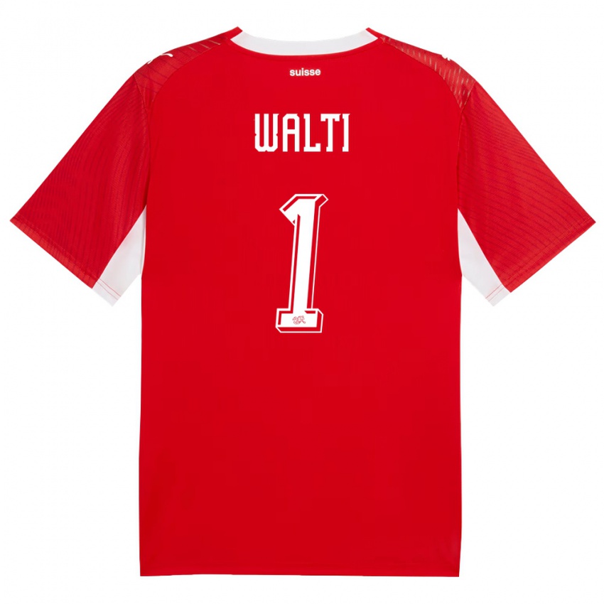 גברים שווייץ דריו ולטי #1 אדום לבן ג'רזי ביתית 26-28 חולצה קצרה