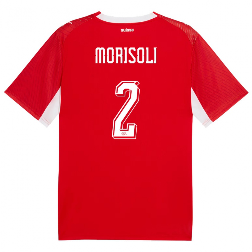 גברים שווייץ Gabriel Morisoli #2 אדום לבן ג'רזי ביתית 26-28 חולצה קצרה