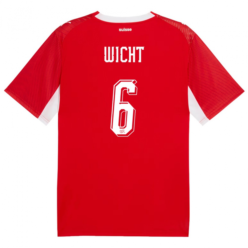 גברים שווייץ נתן ויכט #6 אדום לבן ג'רזי ביתית 26-28 חולצה קצרה