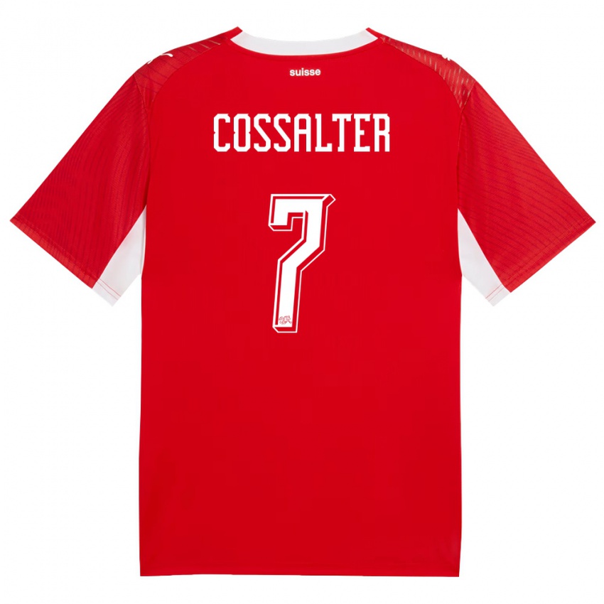 גברים שווייץ Ivan Cossalter #7 אדום לבן ג'רזי ביתית 26-28 חולצה קצרה