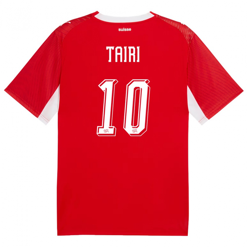 גברים שווייץ Zidan Tairi #10 אדום לבן ג'רזי ביתית 26-28 חולצה קצרה