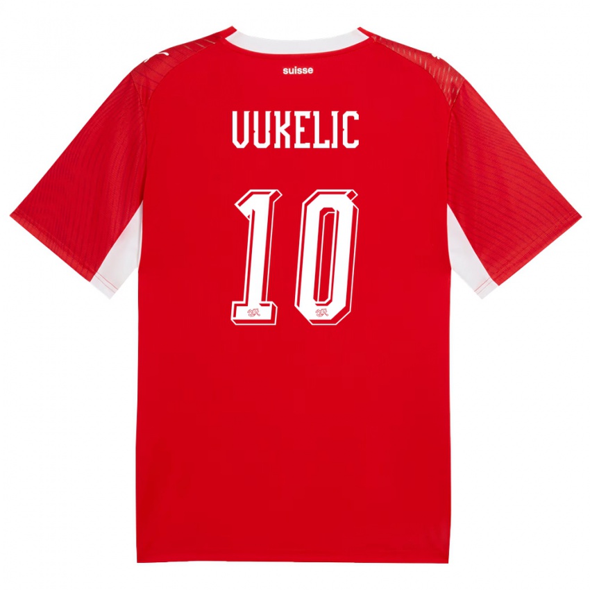 גברים שווייץ מייל ווקליץ' #10 אדום לבן ג'רזי ביתית 26-28 חולצה קצרה