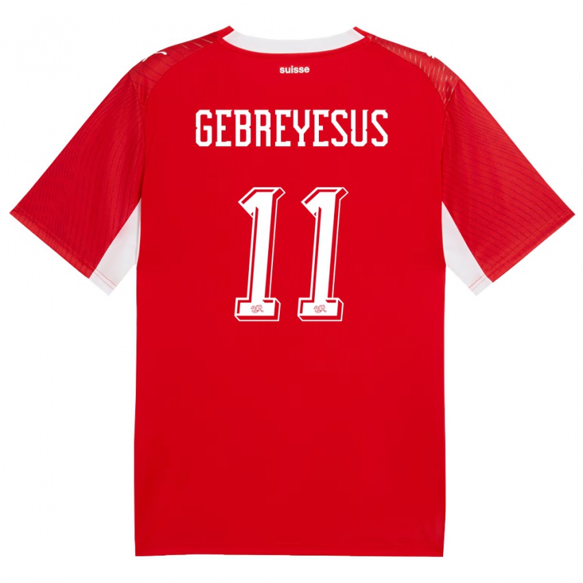 גברים שווייץ אסי גברייסוס #11 אדום לבן ג'רזי ביתית 26-28 חולצה קצרה